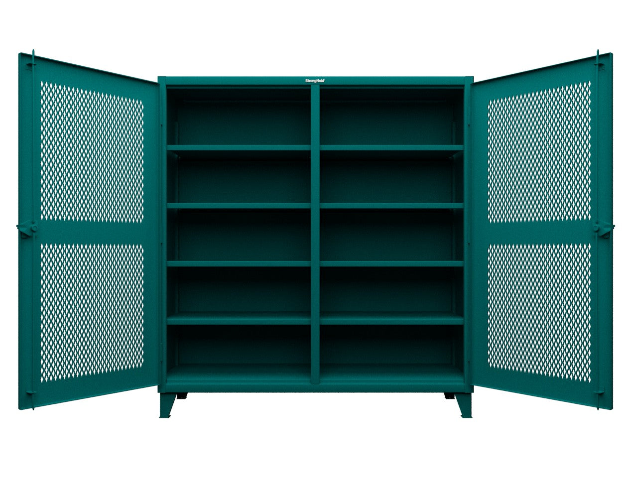 Extreme Duty 12 GA Ventilated (Hex) Double Shift Cabinet with 8 Shelves - 72 In. W x 24 In. D x 78 In. H