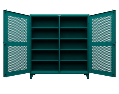 Extreme Duty 12 GA Ventilated (Diamond) Double Shift Cabinet with 8 Shelves - 72 In. W x 24 In. D x 78 In. H - 66-DS-V-248-5021