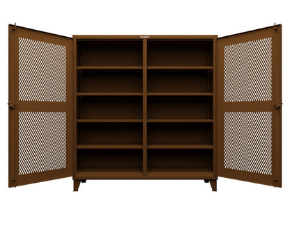 Extreme Duty 12 GA Ventilated (Diamond) Double Shift Cabinet with 8 Shelves - 72 In. W x 24 In. D x 78 In. H - 66-DS-V-248-8008