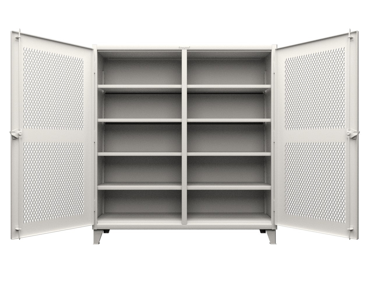 Extreme Duty 12 GA Ventilated (Hex) Double Shift Cabinet with 8 Shelves - 72 In. W x 24 In. D x 78 In. H