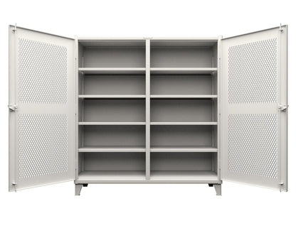 Extreme Duty 12 GA Ventilated (Diamond) Double Shift Cabinet with 8 Shelves - 72 In. W x 24 In. D x 78 In. H - 66-DS-V-248-9003