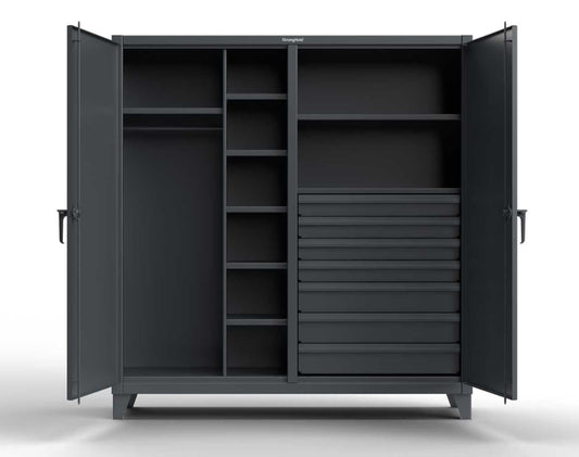 Extreme Duty 12 GA Double Shift Uniform Cabinet with 7 Drawers, 7 Shelves - 72 In. W x 24 In. D x 78 In. H