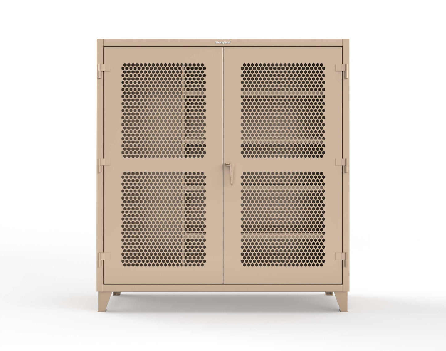Extreme Duty 12 GA Ventilated (Hex) Janitorial Cabinet with 4 Shelves - 72 In. W x 24 In. D x 78 In. H - 66-H-BC-244-1019