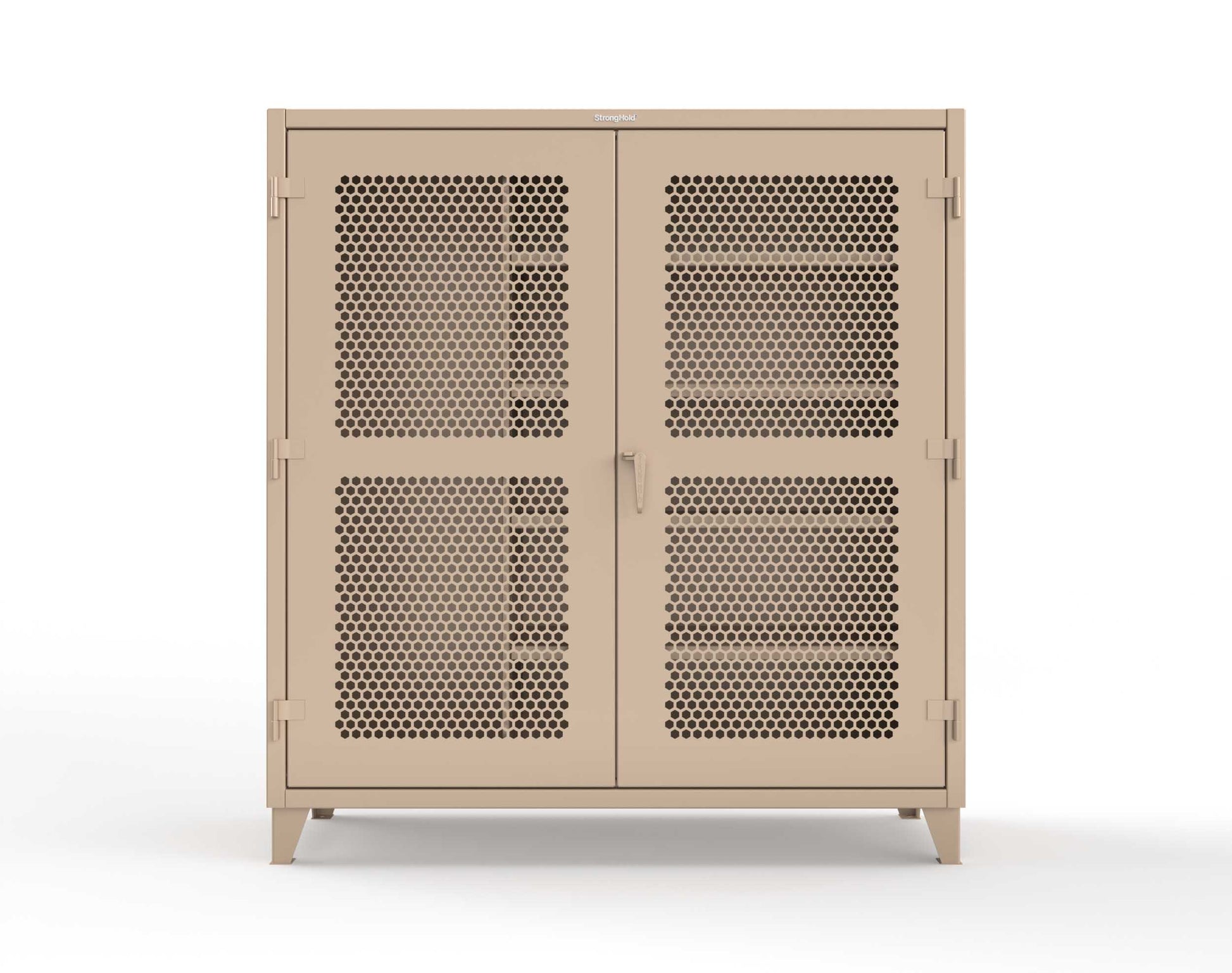 Extreme Duty 12 GA Ventilated (Hex) Janitorial Cabinet with 4 Shelves - 72 In. W x 24 In. D x 78 In. H - 66-H-BC-244-1019