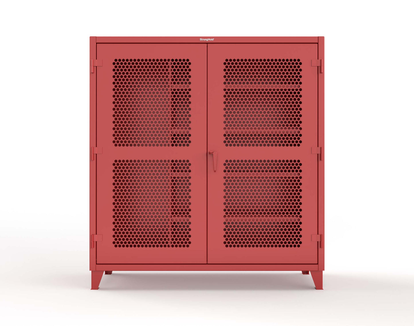 Extreme Duty 12 GA Ventilated (Hex) Janitorial Cabinet with 4 Shelves - 72 In. W x 24 In. D x 78 In. H - 66-H-BC-244-3001