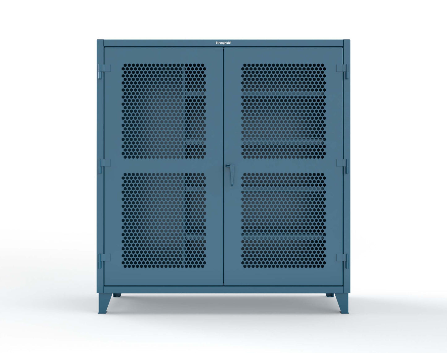 Extreme Duty 12 GA Ventilated (Hex) Janitorial Cabinet with 4 Shelves - 72 In. W x 24 In. D x 78 In. H - 66-H-BC-244-5001