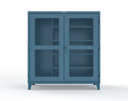 Extreme Duty 12 GA Ventilated (Hex) Janitorial Cabinet with 4 Shelves - 72 In. W x 24 In. D x 78 In. H - 66-H-BC-244-5001