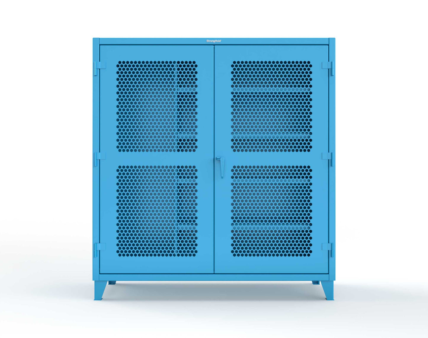 Extreme Duty 12 GA Ventilated (Hex) Janitorial Cabinet with 4 Shelves - 72 In. W x 24 In. D x 78 In. H - 66-H-BC-244-5012