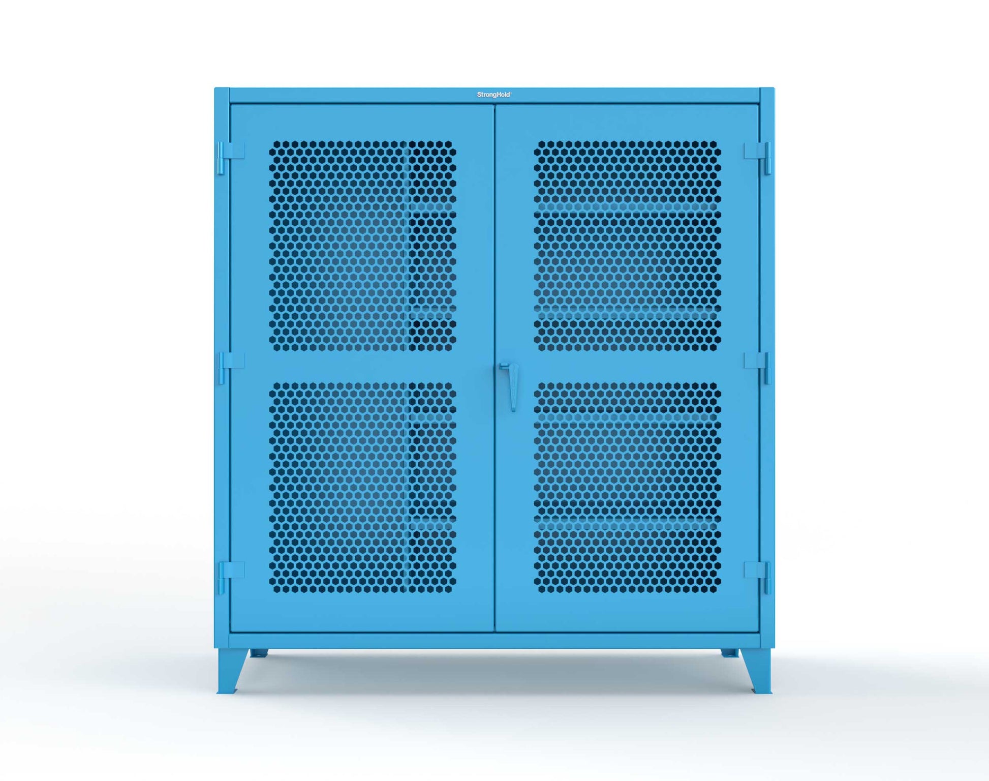 Extreme Duty 12 GA Ventilated (Hex) Janitorial Cabinet with 4 Shelves - 72 In. W x 24 In. D x 78 In. H - 66-H-BC-244-5012