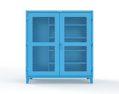 Extreme Duty 12 GA Ventilated (Hex) Janitorial Cabinet with 4 Shelves - 72 In. W x 24 In. D x 78 In. H - 66-H-BC-244-5012
