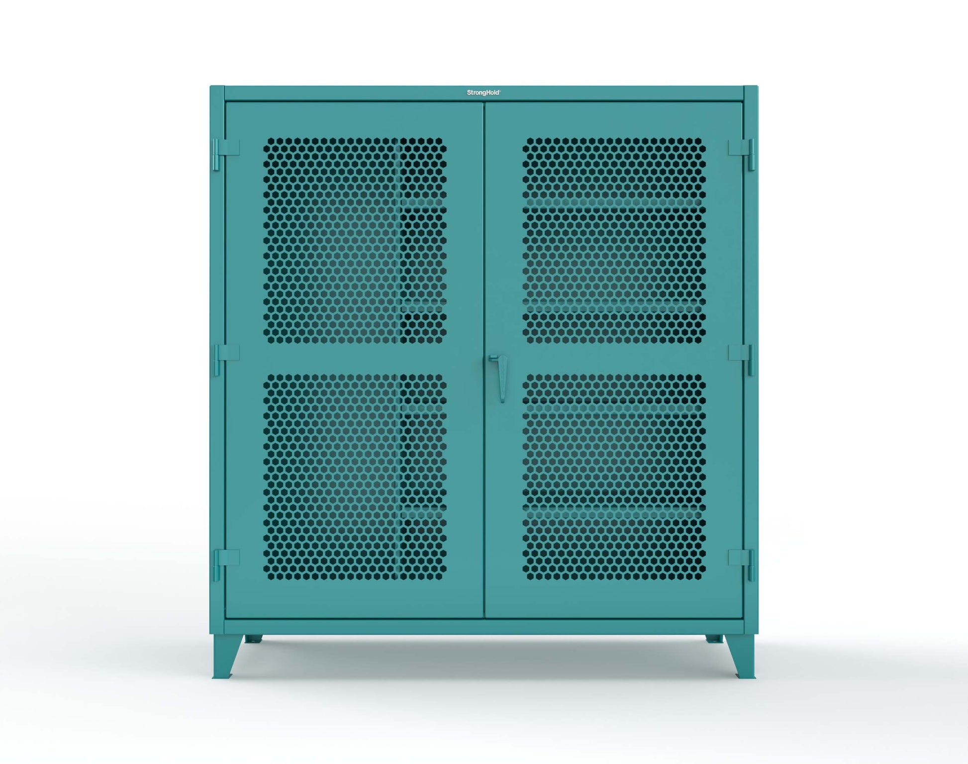 Extreme Duty 12 GA Ventilated (Hex) Janitorial Cabinet with 4 Shelves - 72 In. W x 24 In. D x 78 In. H - 66-H-BC-244-5021
