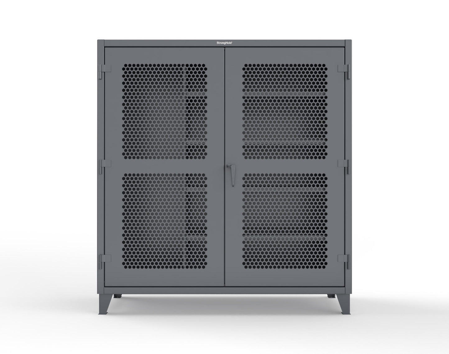 Extreme Duty 12 GA Ventilated (Hex) Janitorial Cabinet with 4 Shelves - 72 In. W x 24 In. D x 78 In. H - 66-H-BC-244-7024