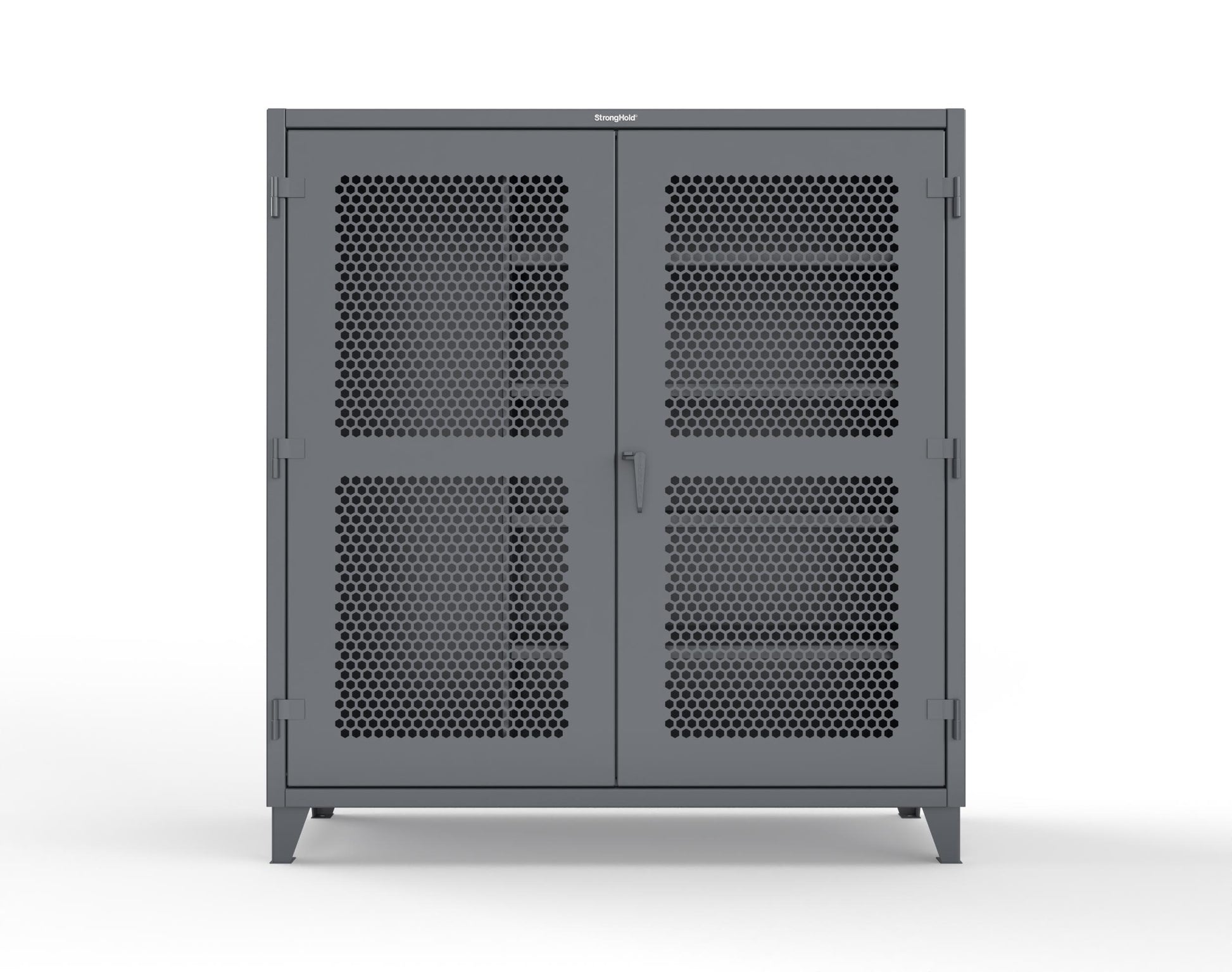 Extreme Duty 12 GA Ventilated (Hex) Janitorial Cabinet with 4 Shelves - 72 In. W x 24 In. D x 78 In. H - 66-H-BC-244-7024