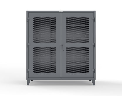 Extreme Duty 12 GA Ventilated (Hex) Janitorial Cabinet with 4 Shelves - 72 In. W x 24 In. D x 78 In. H - 66-H-BC-244-7024
