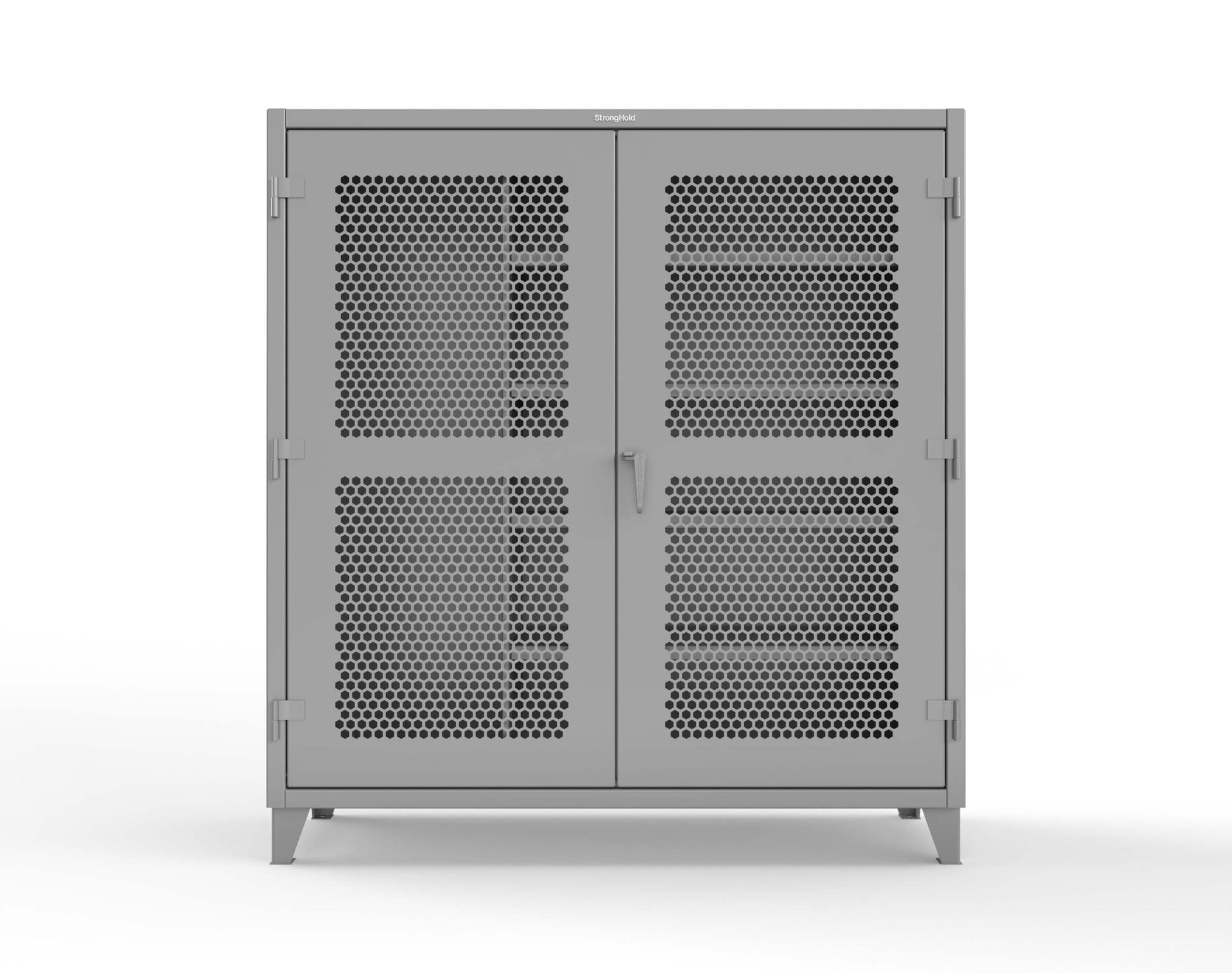 Extreme Duty 12 GA Ventilated (Hex) Janitorial Cabinet with 4 Shelves - 72 In. W x 24 In. D x 78 In. H - 66-H-BC-244-7037