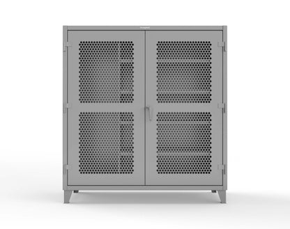 Extreme Duty 12 GA Ventilated (Hex) Janitorial Cabinet with 4 Shelves - 72 In. W x 24 In. D x 78 In. H - 66-H-BC-244-7037