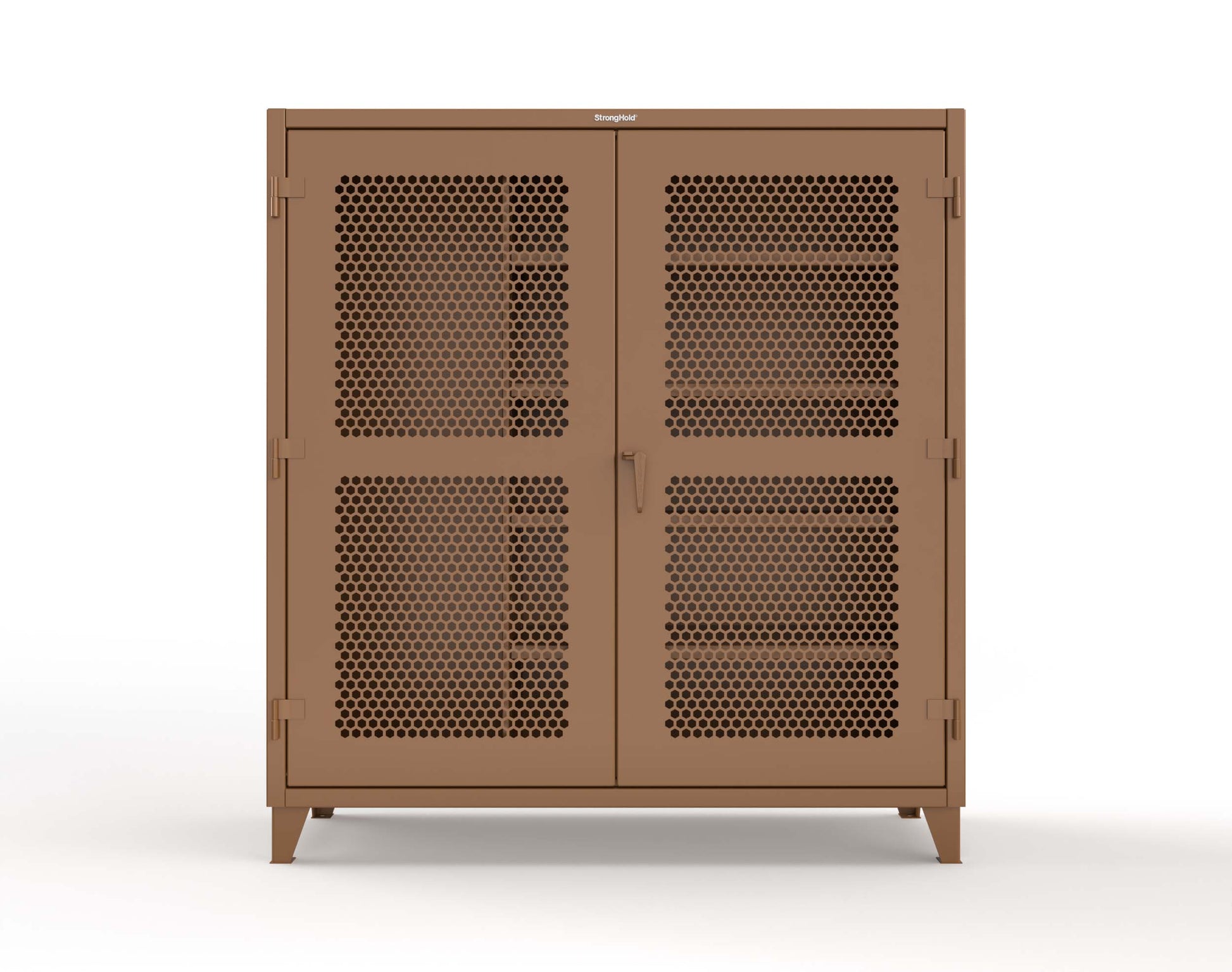 Extreme Duty 12 GA Ventilated (Hex) Janitorial Cabinet with 4 Shelves - 72 In. W x 24 In. D x 78 In. H - 66-H-BC-244-8008
