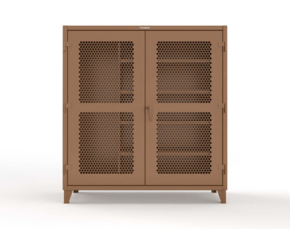 Extreme Duty 12 GA Ventilated (Hex) Janitorial Cabinet with 4 Shelves - 72 In. W x 24 In. D x 78 In. H - 66-H-BC-244-8008