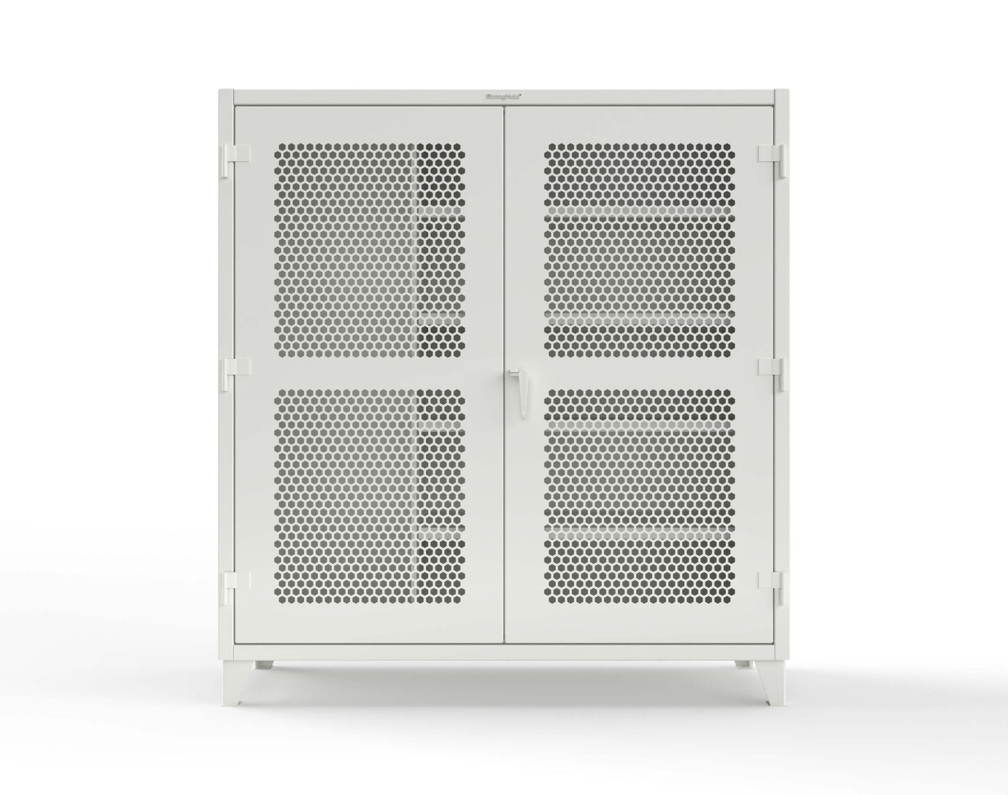 Extreme Duty 12 GA Ventilated (Hex) Janitorial Cabinet with 4 Shelves - 72 In. W x 24 In. D x 78 In. H - 66-H-BC-244-9003