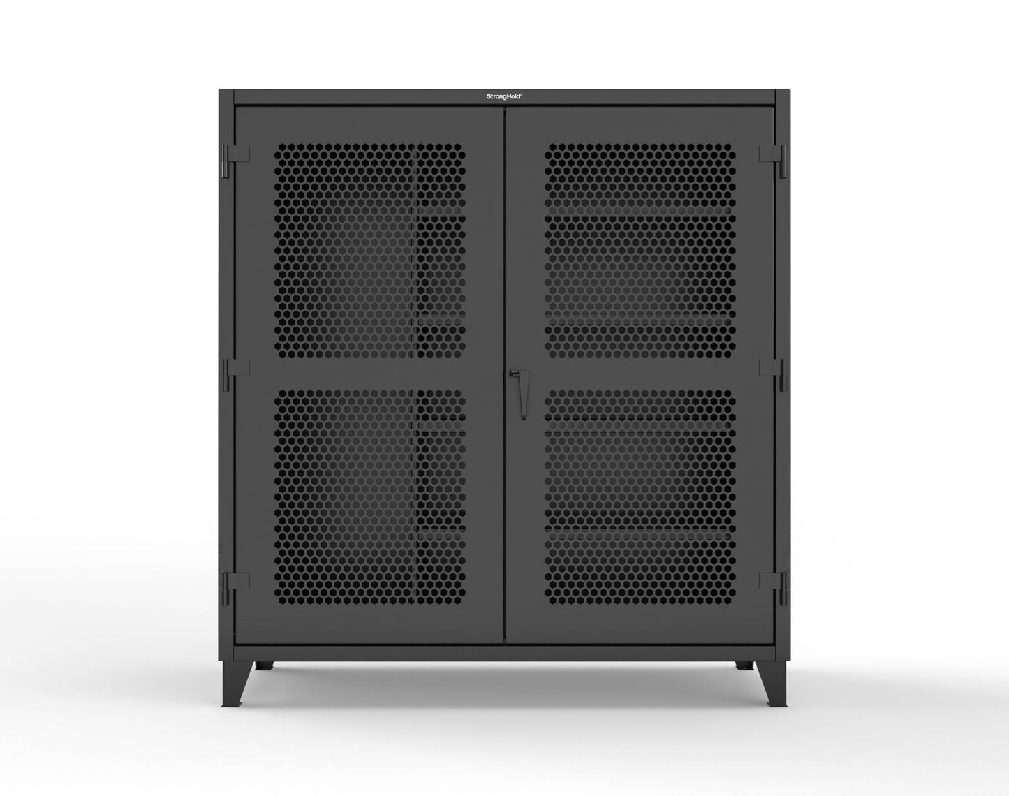 Extreme Duty 12 GA Ventilated (Hex) Janitorial Cabinet with 4 Shelves - 72 In. W x 24 In. D x 78 In. H - 66-H-BC-244-9005