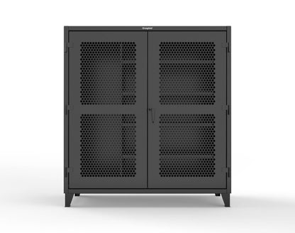 Extreme Duty 12 GA Ventilated (Hex) Janitorial Cabinet with 4 Shelves - 72 In. W x 24 In. D x 78 In. H - 66-H-BC-244-9005