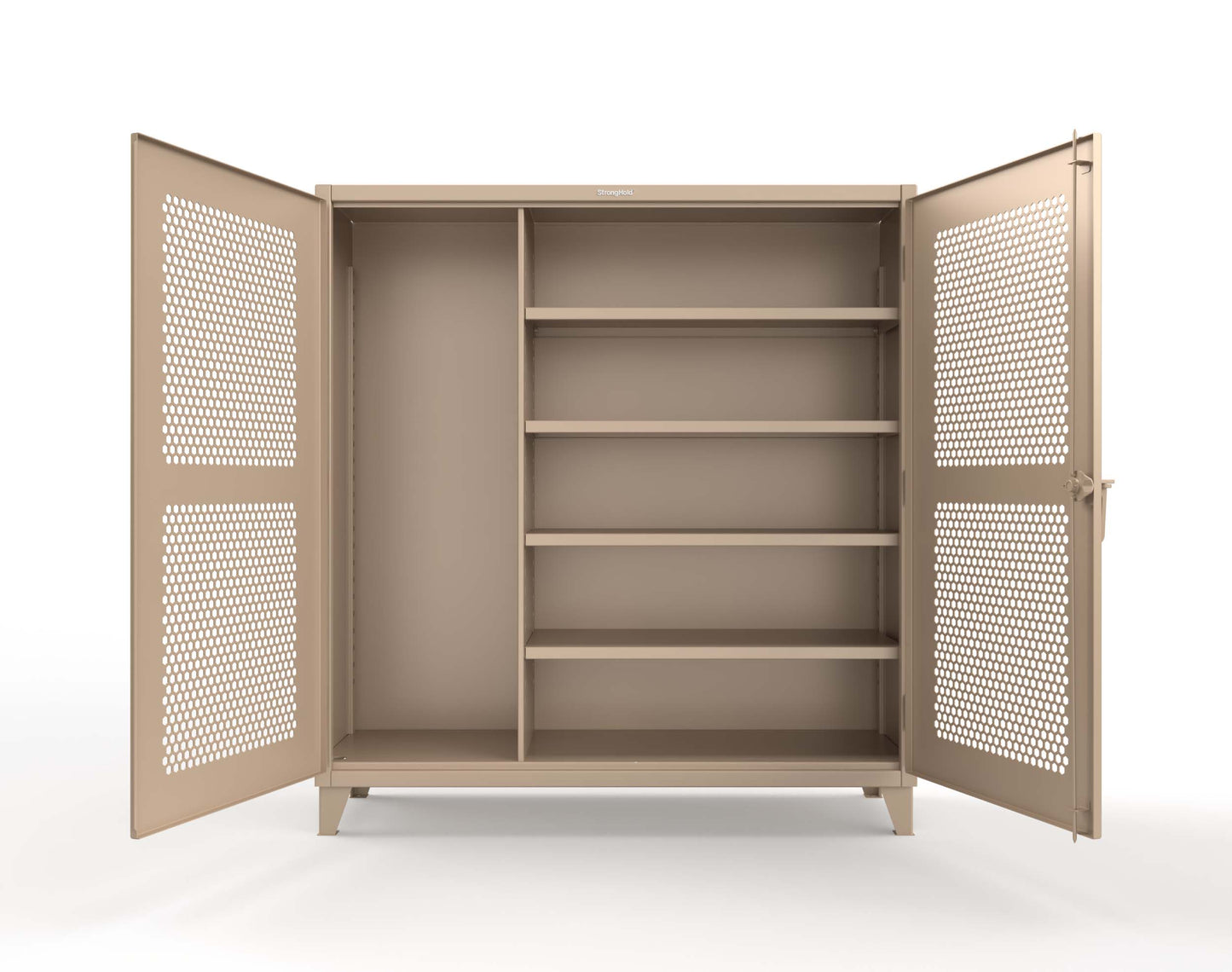 Extreme Duty 12 GA Ventilated (Hex) Janitorial Cabinet with 4 Shelves - 72 In. W x 24 In. D x 78 In. H - 66-H-BC-244-1019