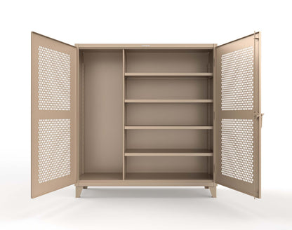 Extreme Duty 12 GA Ventilated (Hex) Janitorial Cabinet with 4 Shelves - 72 In. W x 24 In. D x 78 In. H - 66-H-BC-244-1019