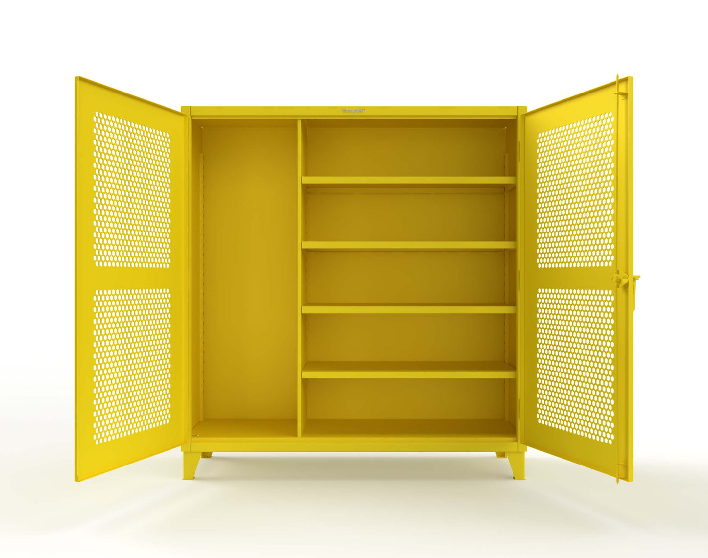 Extreme Duty 12 GA Ventilated (Hex) Janitorial Cabinet with 4 Shelves - 72 In. W x 24 In. D x 78 In. H - 66-H-BC-244-1021