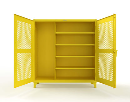 Extreme Duty 12 GA Ventilated (Hex) Janitorial Cabinet with 4 Shelves - 72 In. W x 24 In. D x 78 In. H - 66-H-BC-244-1021
