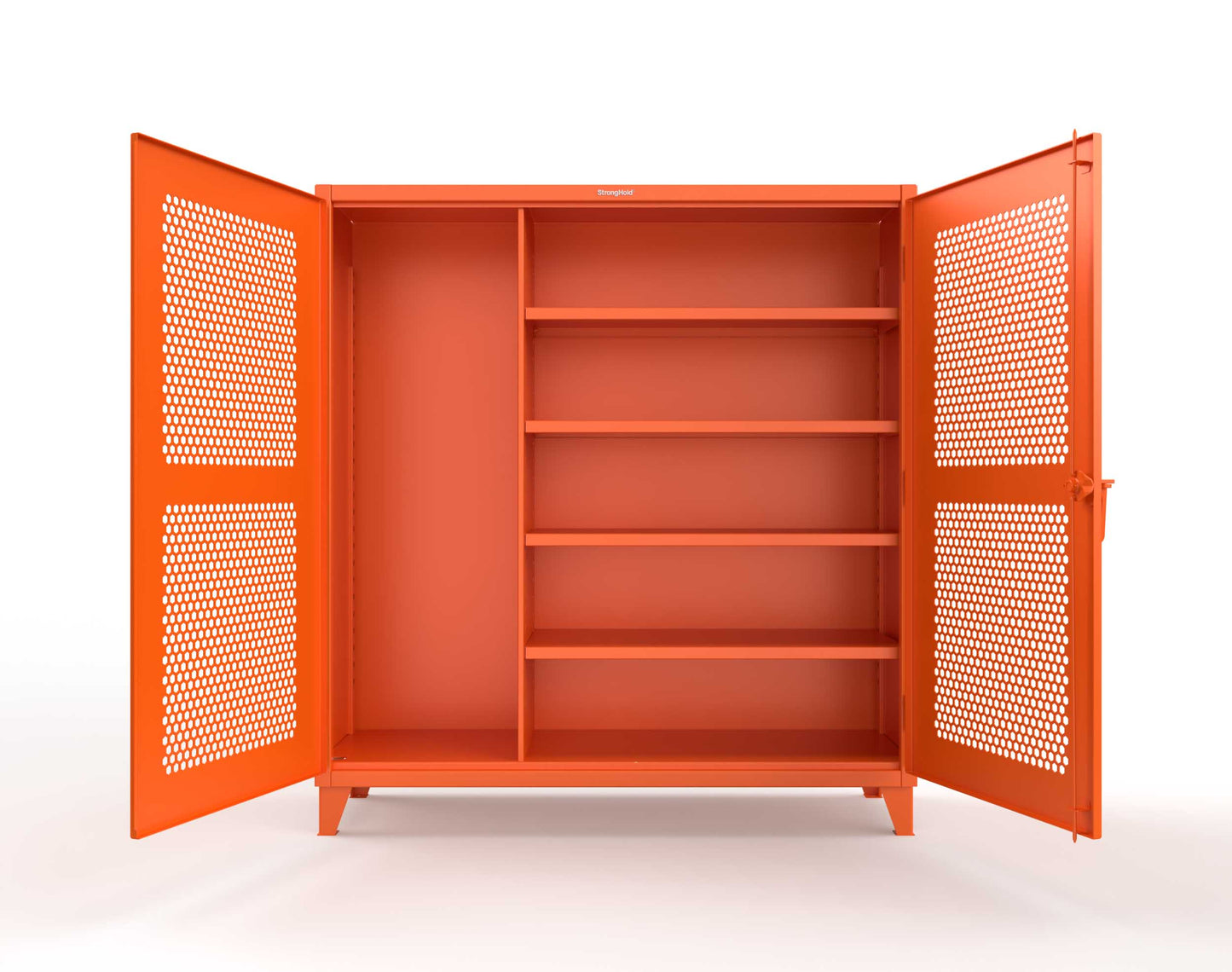 Extreme Duty 12 GA Ventilated (Hex) Janitorial Cabinet with 4 Shelves - 72 In. W x 24 In. D x 78 In. H - 66-H-BC-244-2009
