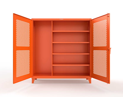 Extreme Duty 12 GA Ventilated (Hex) Janitorial Cabinet with 4 Shelves - 72 In. W x 24 In. D x 78 In. H - 66-H-BC-244-2009