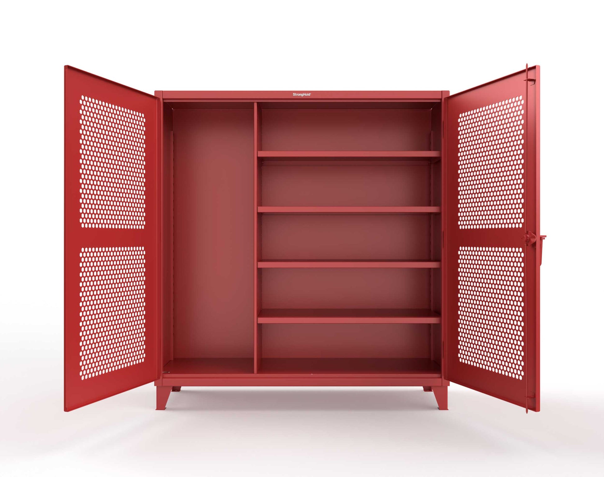 Extreme Duty 12 GA Ventilated (Hex) Janitorial Cabinet with 4 Shelves - 72 In. W x 24 In. D x 78 In. H - 66-H-BC-244-3001