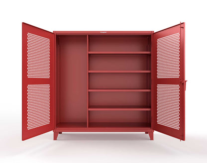 Extreme Duty 12 GA Ventilated (Hex) Janitorial Cabinet with 4 Shelves - 72 In. W x 24 In. D x 78 In. H - 66-H-BC-244-3001