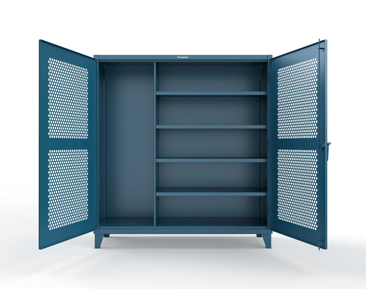 Extreme Duty 12 GA Ventilated (Hex) Janitorial Cabinet with 4 Shelves - 72 In. W x 24 In. D x 78 In. H - 66-H-BC-244-5001