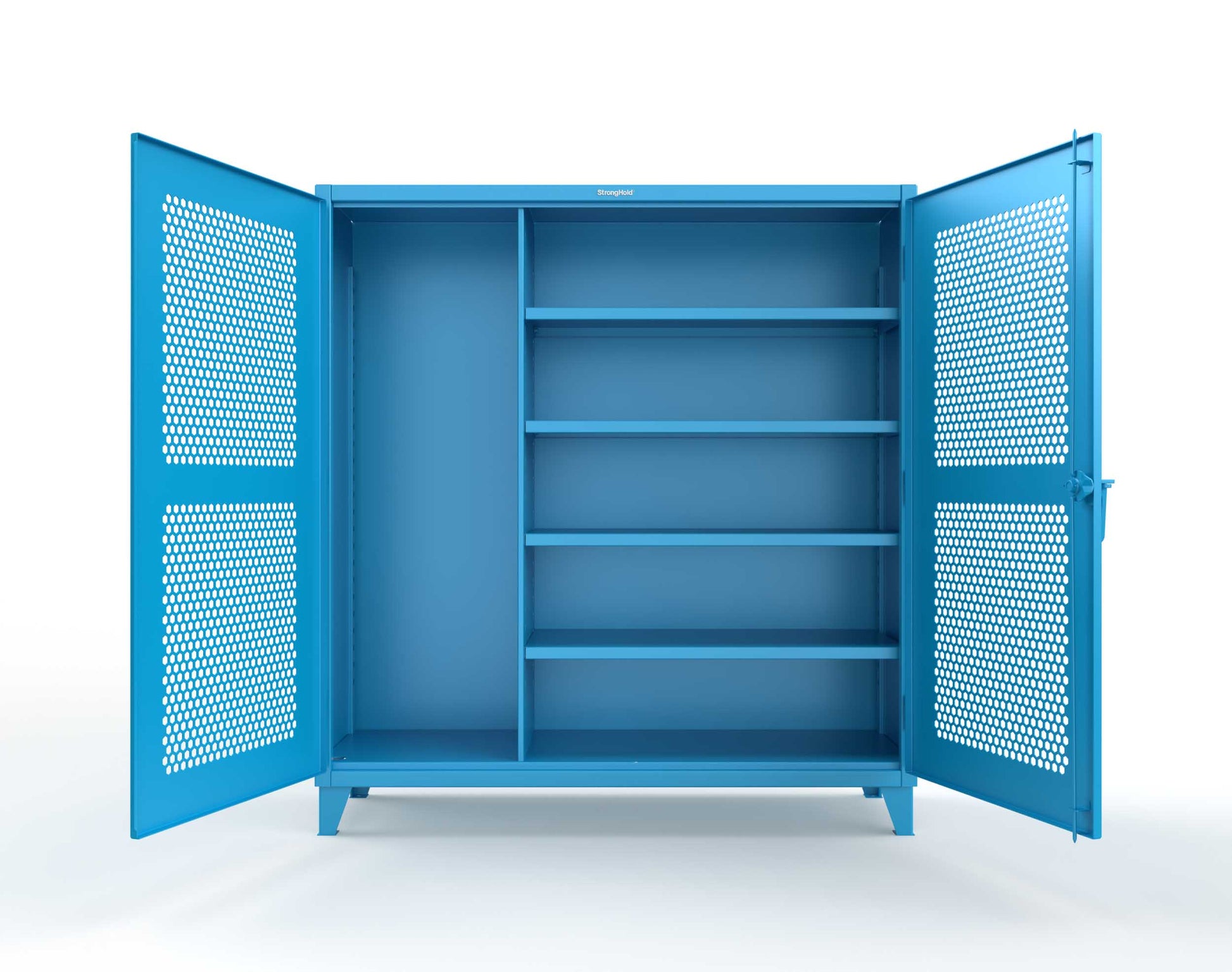 Extreme Duty 12 GA Ventilated (Hex) Janitorial Cabinet with 4 Shelves - 72 In. W x 24 In. D x 78 In. H - 66-H-BC-244-5012