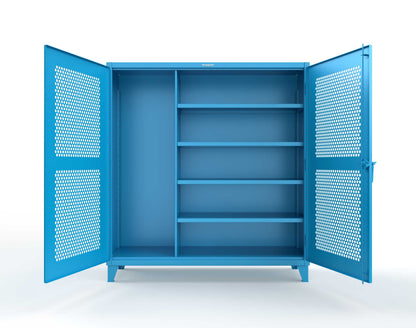 Extreme Duty 12 GA Ventilated (Hex) Janitorial Cabinet with 4 Shelves - 72 In. W x 24 In. D x 78 In. H - 66-H-BC-244-5012