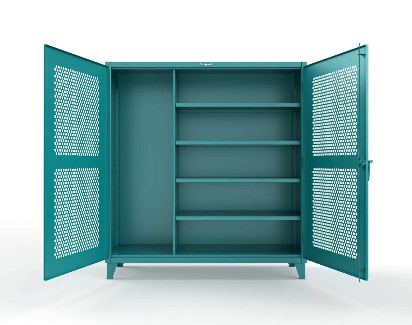Extreme Duty 12 GA Ventilated (Hex) Janitorial Cabinet with 4 Shelves - 72 In. W x 24 In. D x 78 In. H - 66-H-BC-244-5021