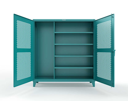 Extreme Duty 12 GA Ventilated (Hex) Janitorial Cabinet with 4 Shelves - 72 In. W x 24 In. D x 78 In. H - 66-H-BC-244-5021