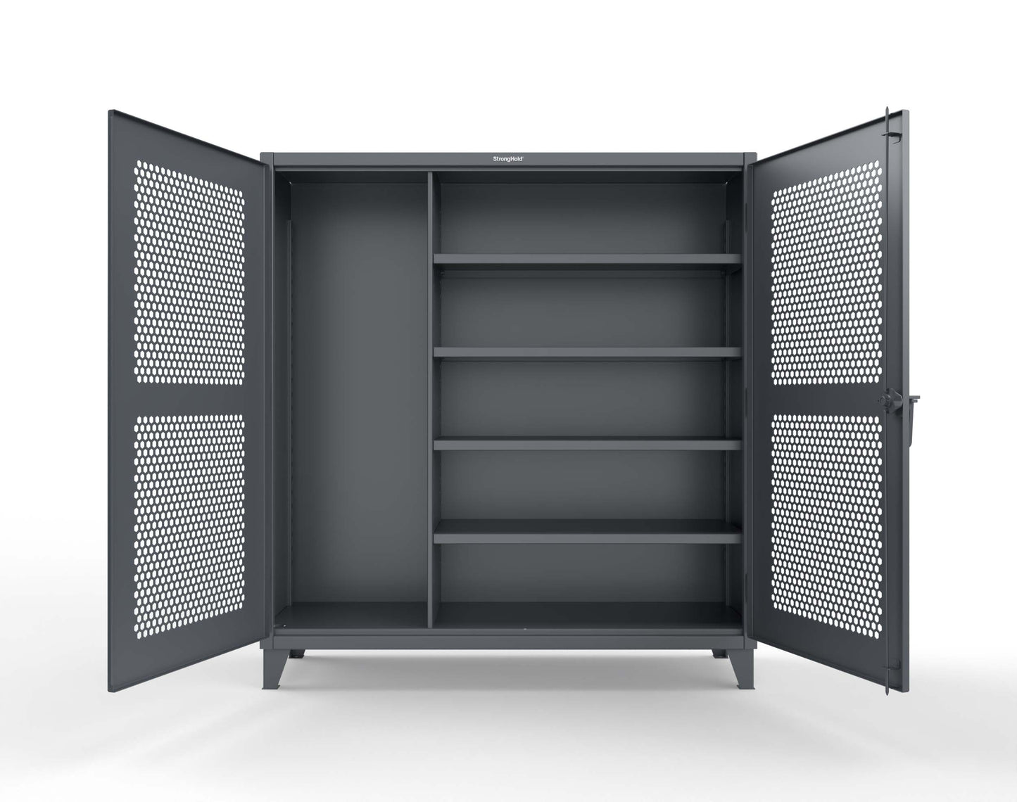 Extreme Duty 12 GA Ventilated (Hex) Janitorial Cabinet with 4 Shelves - 72 In. W x 24 In. D x 78 In. H - 66-H-BC-244-7024