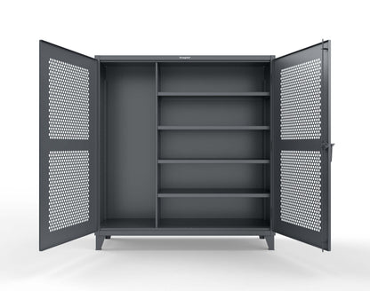Extreme Duty 12 GA Ventilated (Hex) Janitorial Cabinet with 4 Shelves - 72 In. W x 24 In. D x 78 In. H - 66-H-BC-244-7024