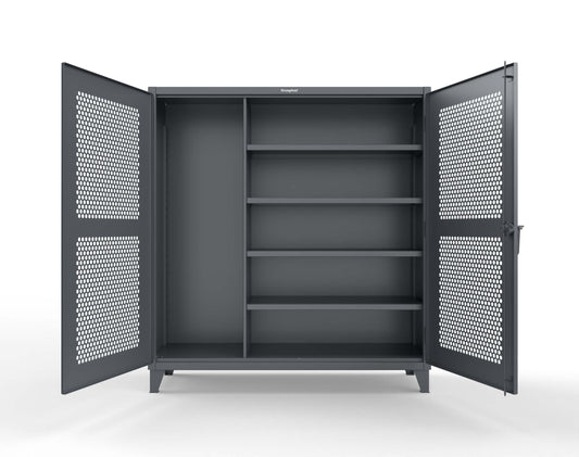Extreme Duty 12 GA Ventilated (Hex) Janitorial Cabinet with 4 Shelves - 72 In. W x 24 In. D x 78 In. H - 66-H-BC-244-7024
