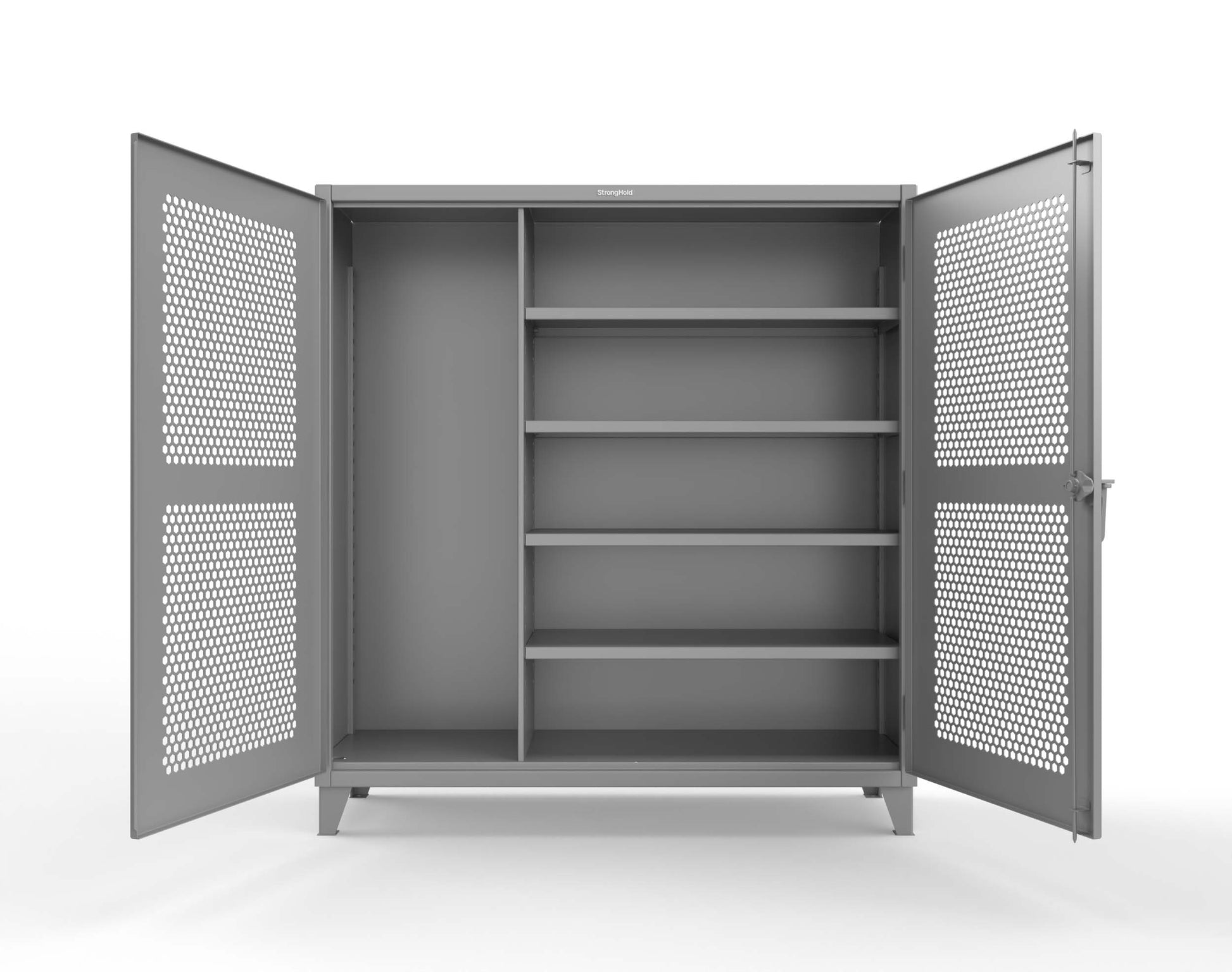 Extreme Duty 12 GA Ventilated (Hex) Janitorial Cabinet with 4 Shelves - 72 In. W x 24 In. D x 78 In. H - 66-H-BC-244-7037