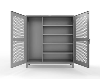 Extreme Duty 12 GA Ventilated (Hex) Janitorial Cabinet with 4 Shelves - 72 In. W x 24 In. D x 78 In. H - 66-H-BC-244-7037