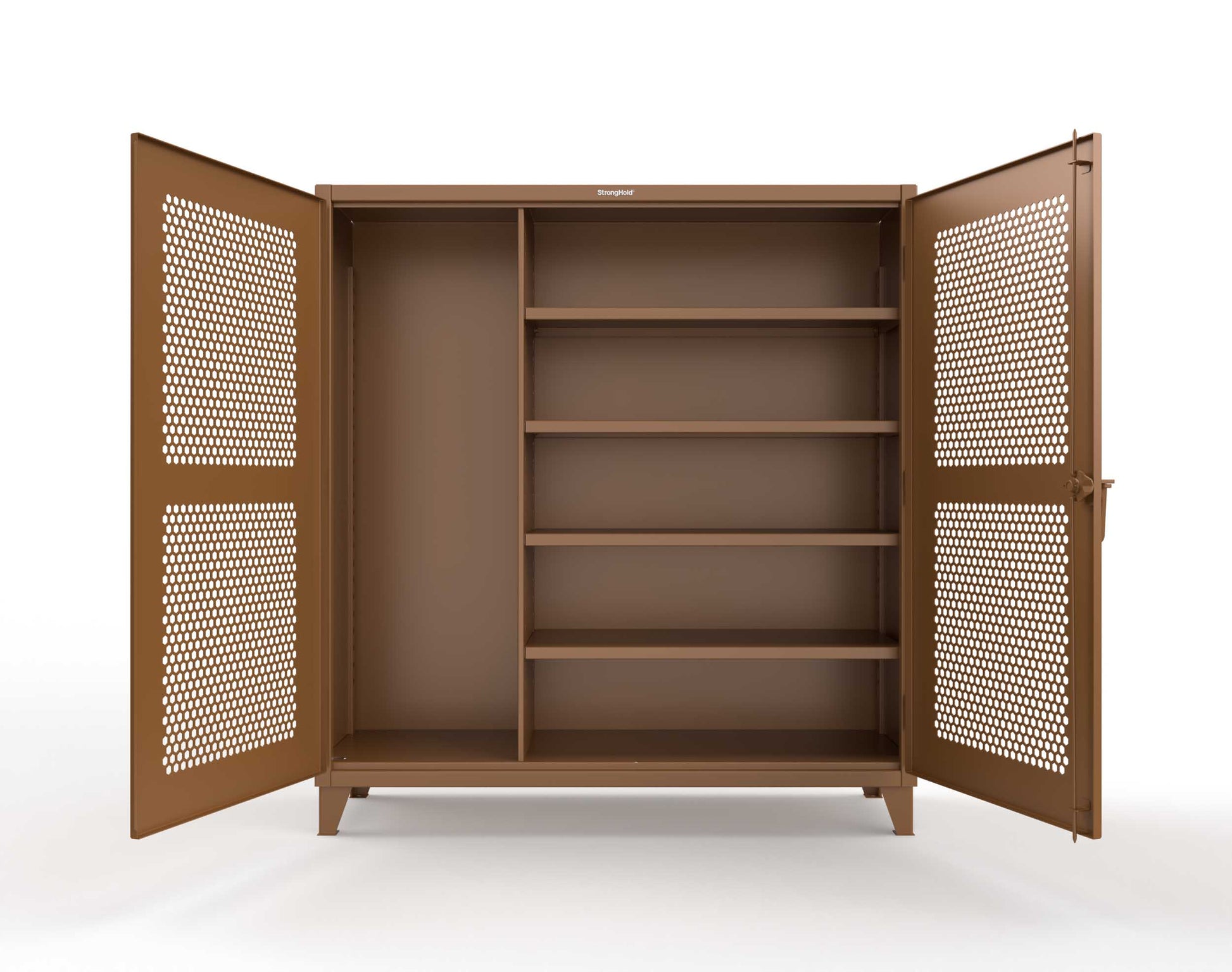 Extreme Duty 12 GA Ventilated (Hex) Janitorial Cabinet with 4 Shelves - 72 In. W x 24 In. D x 78 In. H - 66-H-BC-244-8008