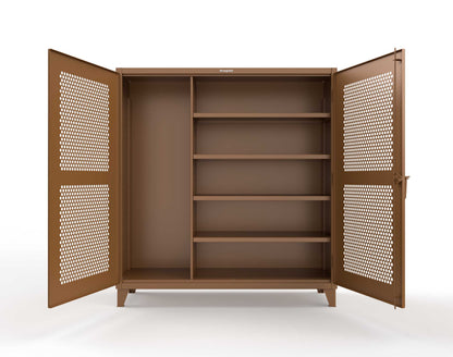 Extreme Duty 12 GA Ventilated (Hex) Janitorial Cabinet with 4 Shelves - 72 In. W x 24 In. D x 78 In. H - 66-H-BC-244-8008
