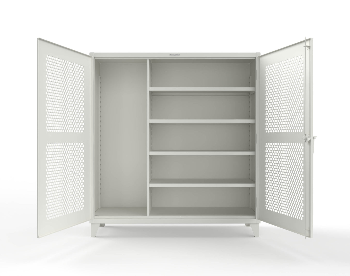 Extreme Duty 12 GA Ventilated (Hex) Janitorial Cabinet with 4 Shelves - 72 In. W x 24 In. D x 78 In. H - 66-H-BC-244-9003
