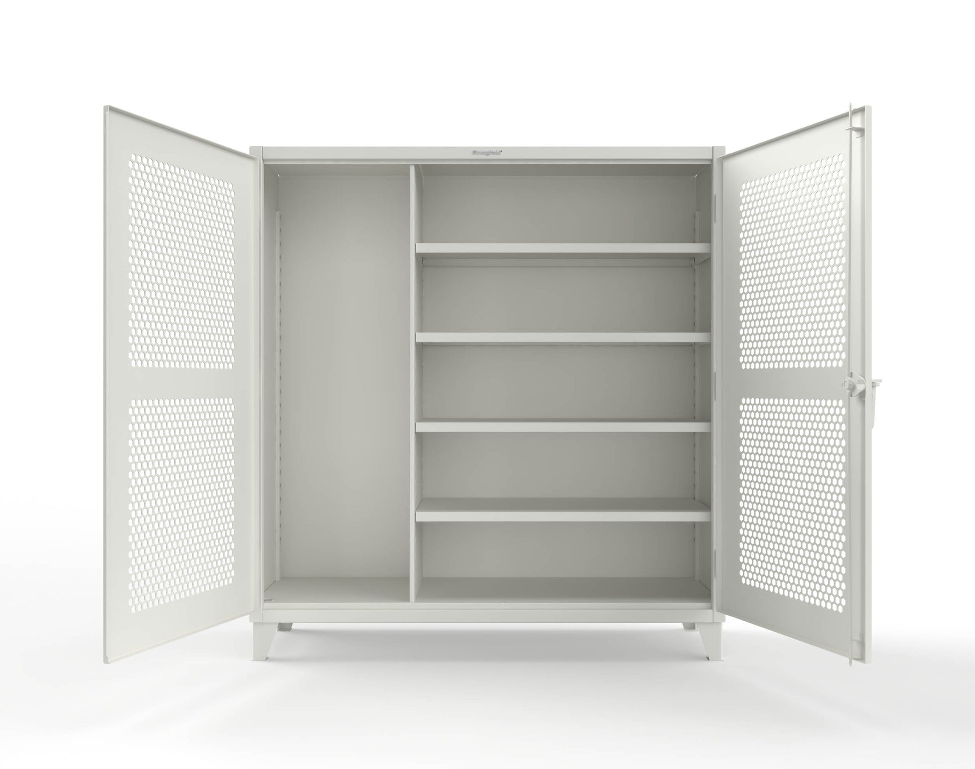 Extreme Duty 12 GA Ventilated (Hex) Janitorial Cabinet with 4 Shelves - 72 In. W x 24 In. D x 78 In. H - 66-H-BC-244-9003