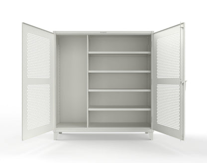 Extreme Duty 12 GA Ventilated (Hex) Janitorial Cabinet with 4 Shelves - 72 In. W x 24 In. D x 78 In. H - 66-H-BC-244-9003