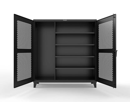 Extreme Duty 12 GA Ventilated (Hex) Janitorial Cabinet with 4 Shelves - 72 In. W x 24 In. D x 78 In. H - 66-H-BC-244-9005