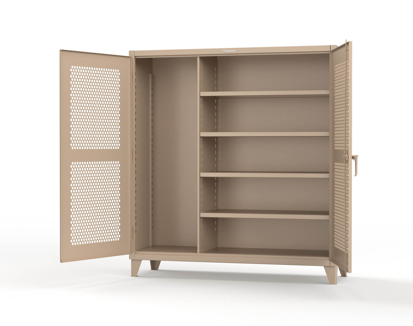Extreme Duty 12 GA Ventilated (Hex) Janitorial Cabinet with 4 Shelves - 72 In. W x 24 In. D x 78 In. H - 66-H-BC-244-1019